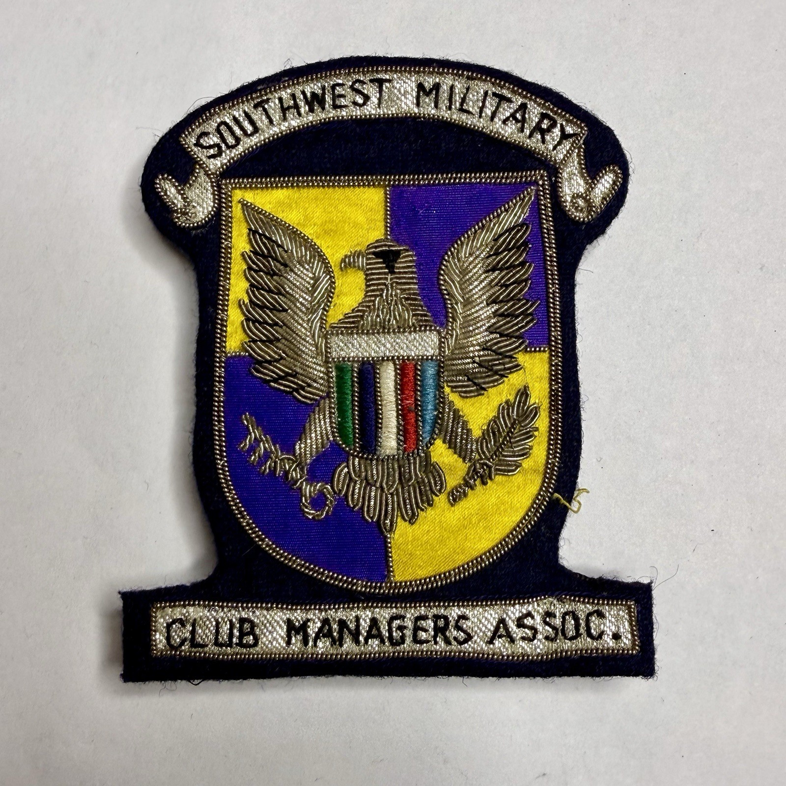Vintage Bullion Patch Southwest Military Club Managers Association
