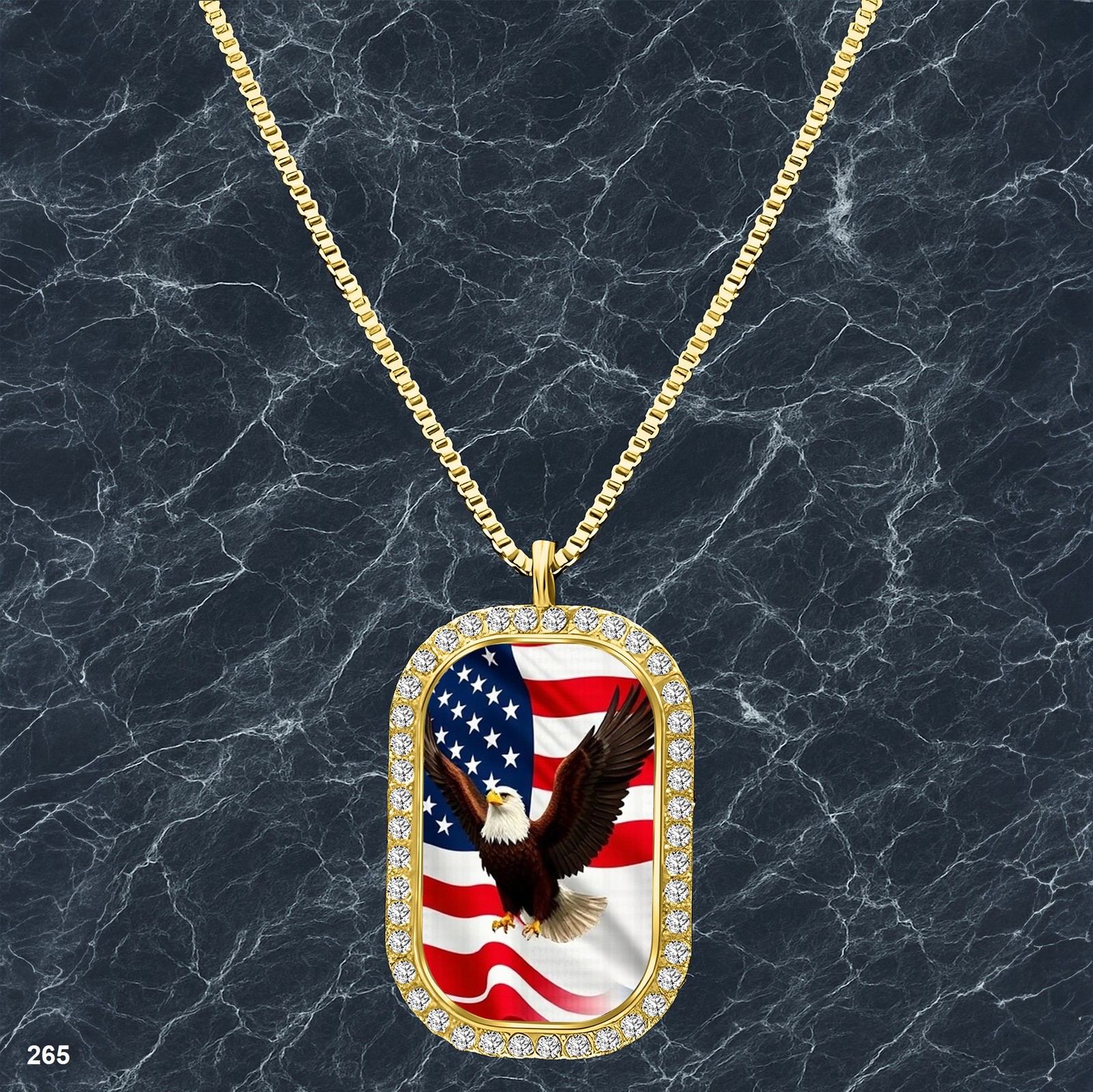 New USA American Flag Pendant Necklace Picture Design Timeless Gold Tone Accesso
