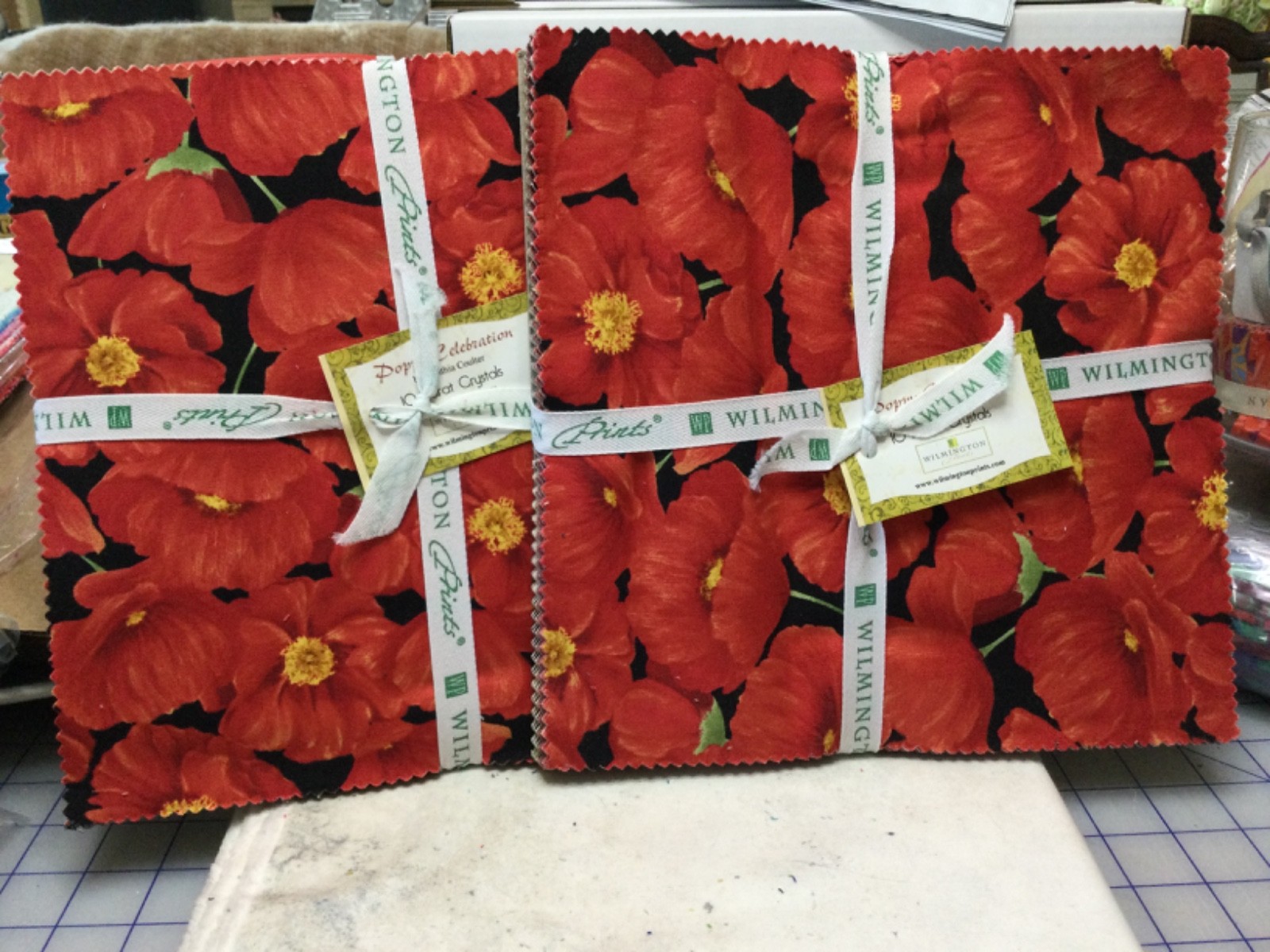 10 INCH SQUARES POPPY CELEBRATION BY CYNTHIA COULTER BY WILMINGTON PRINTS