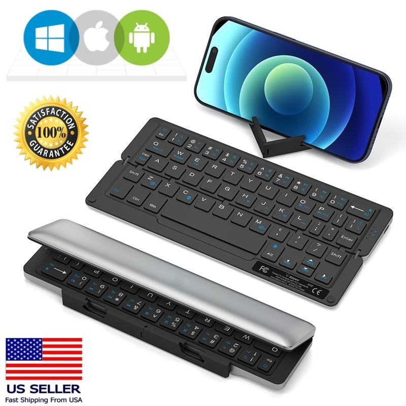 Mini Foldable Bluetooth Keyboard with Stand for Tablet iPad iPhone Android Phone
