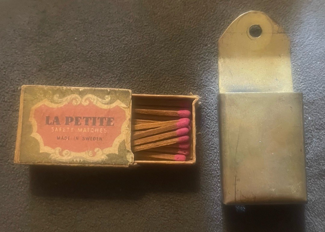 Vintage WWII Brass Trench Art Hanging Match Safe