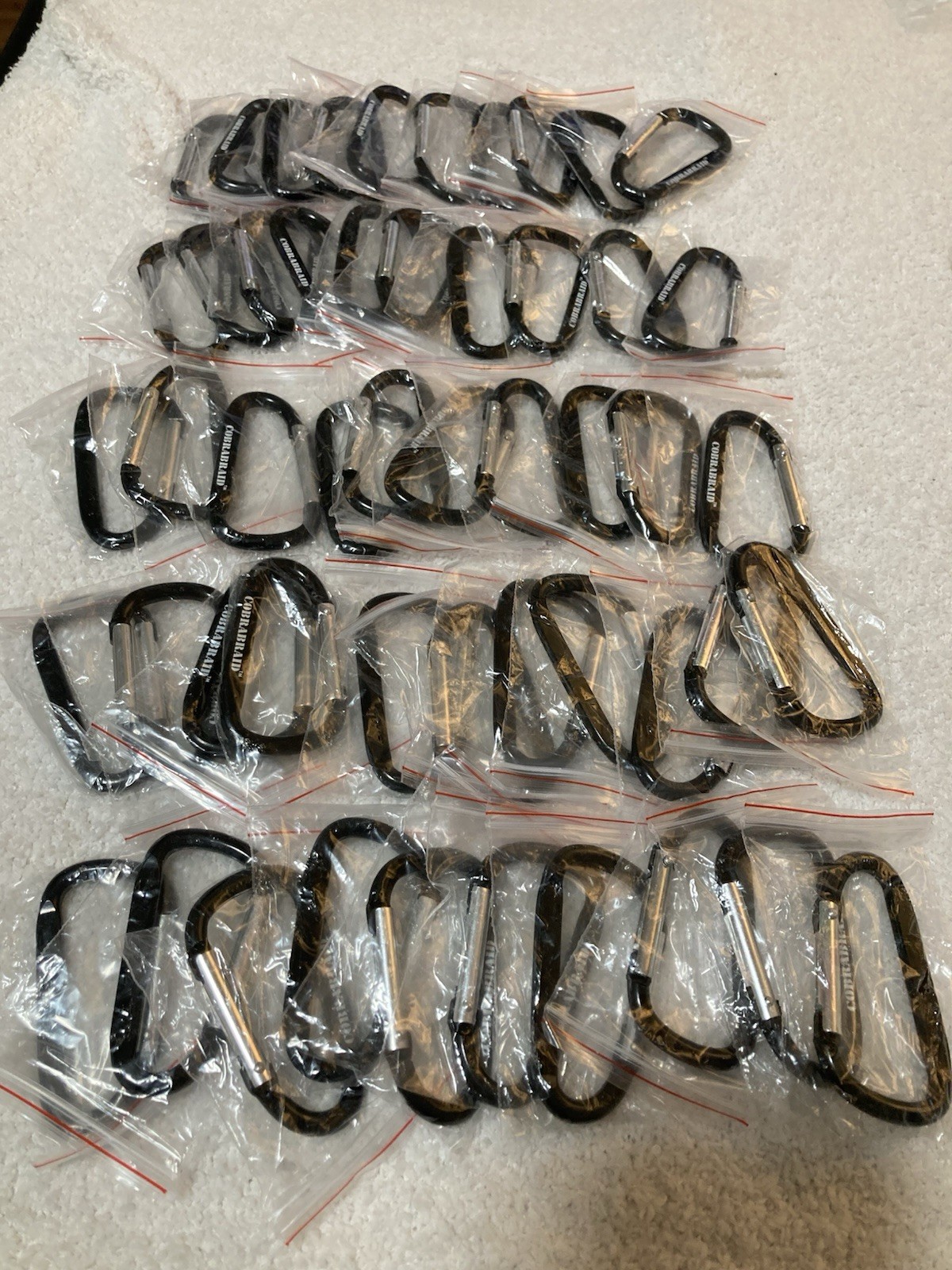 COBRABRAID Black Mini Aluminum D-Shape Carabiners Clips Lot of 50