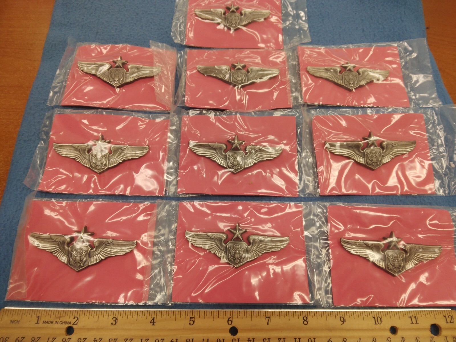 LOT OF 10 - SENIOR AIR FORCE OFFICER AIRCREW WING PINS - 3  INCH - L-22
