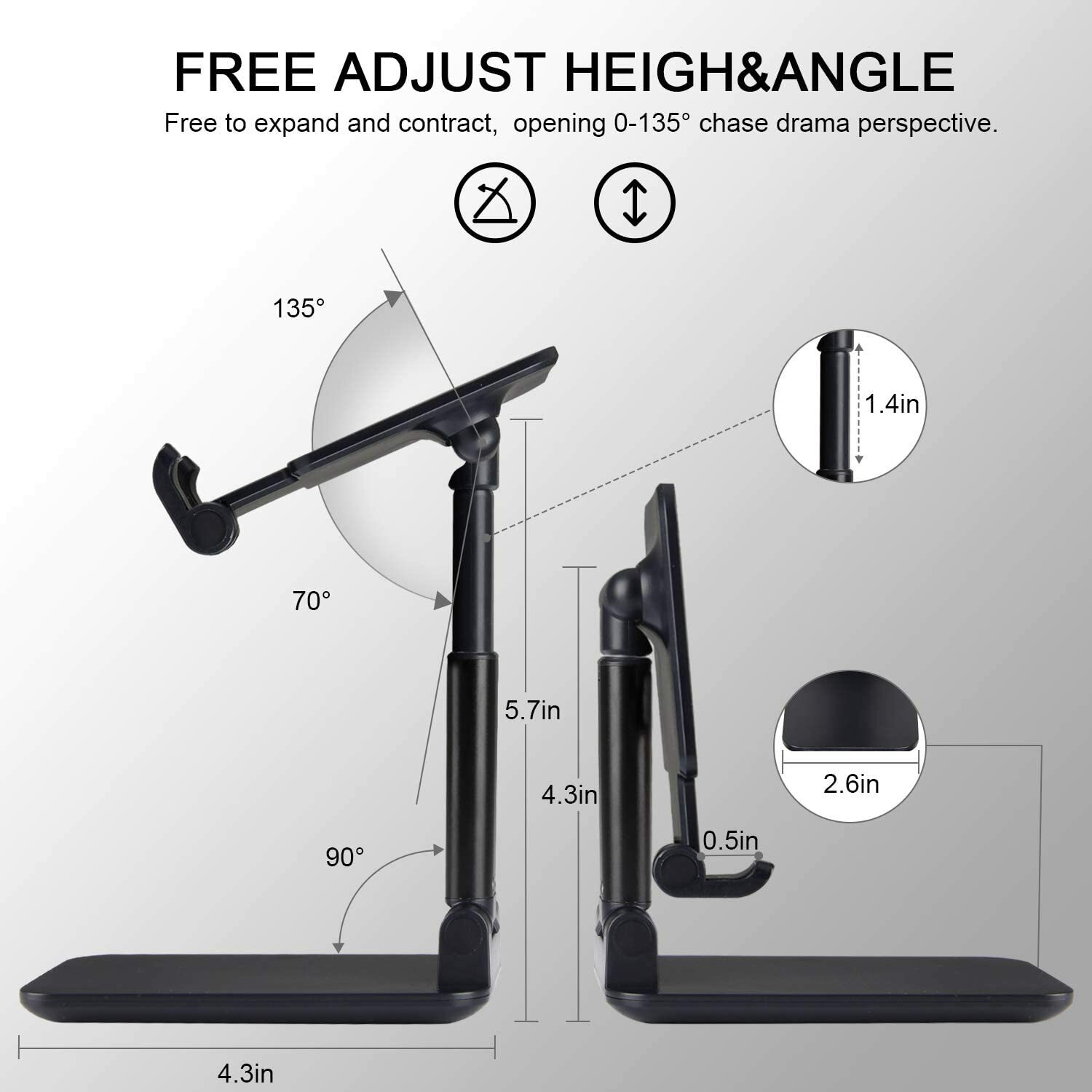 Adjustable Cell Phone Stand Holder Desk Dock Mount For iPad iPhone Kindle Tablet