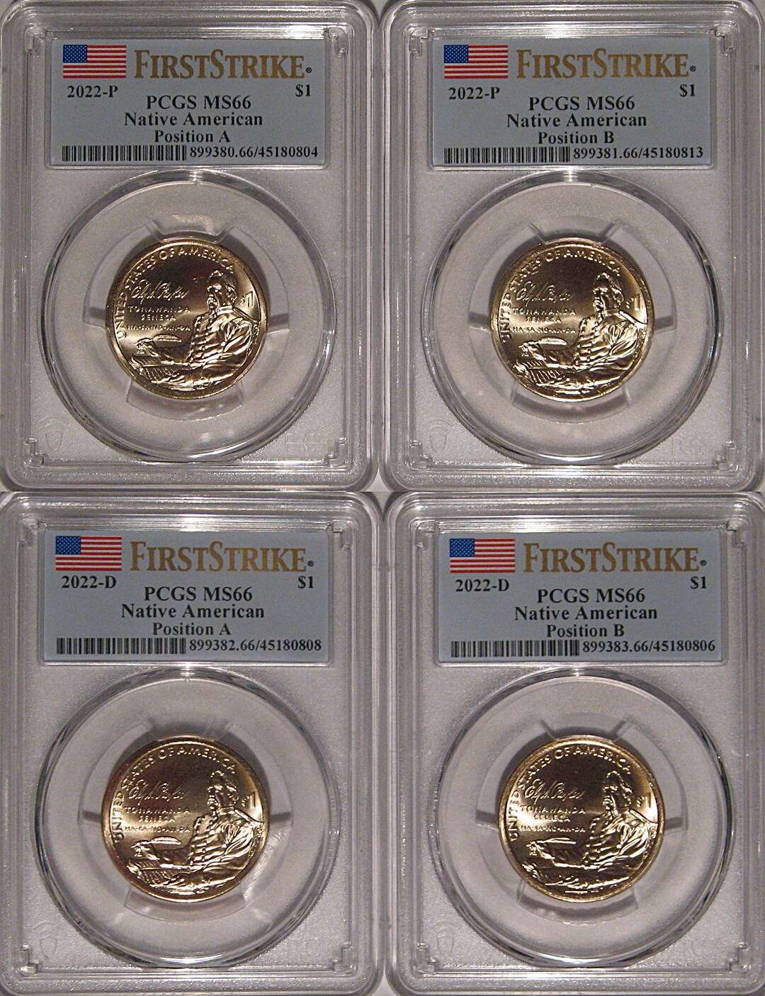 2022 P&D Native Sacagawea Dollar $1 PCGS MS66 Pos A&B FIRST STRIKE Ely Parker