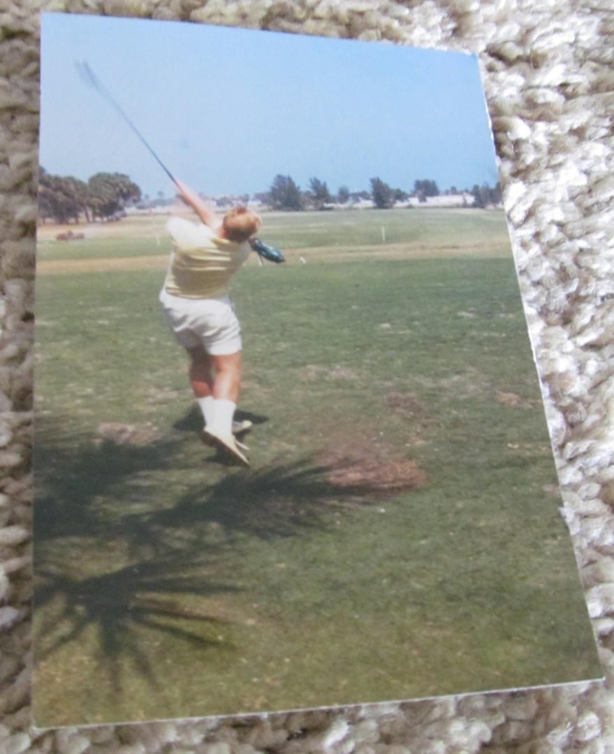 3 1/8" x 4 1/2" COLOR PHOTO OF JACK NICKLAUS FINISHING SWING CIRCA EARLY 1970'S