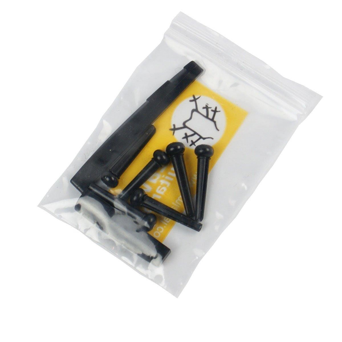 Acoustic Guitar Saddle/Bridge Pins/Nut Combo Set,Black