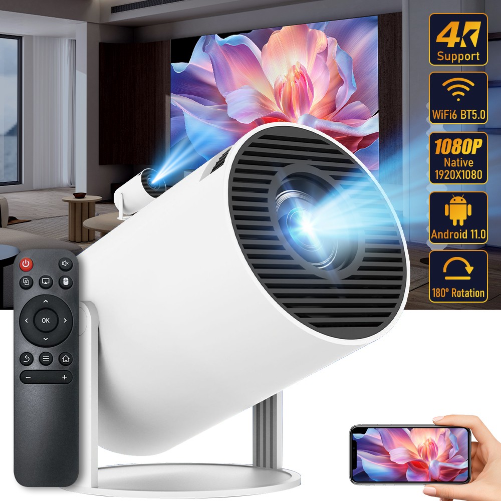 Portable 4K WiFi Mini Smart Projector Bluetooth Home Video Projector Android