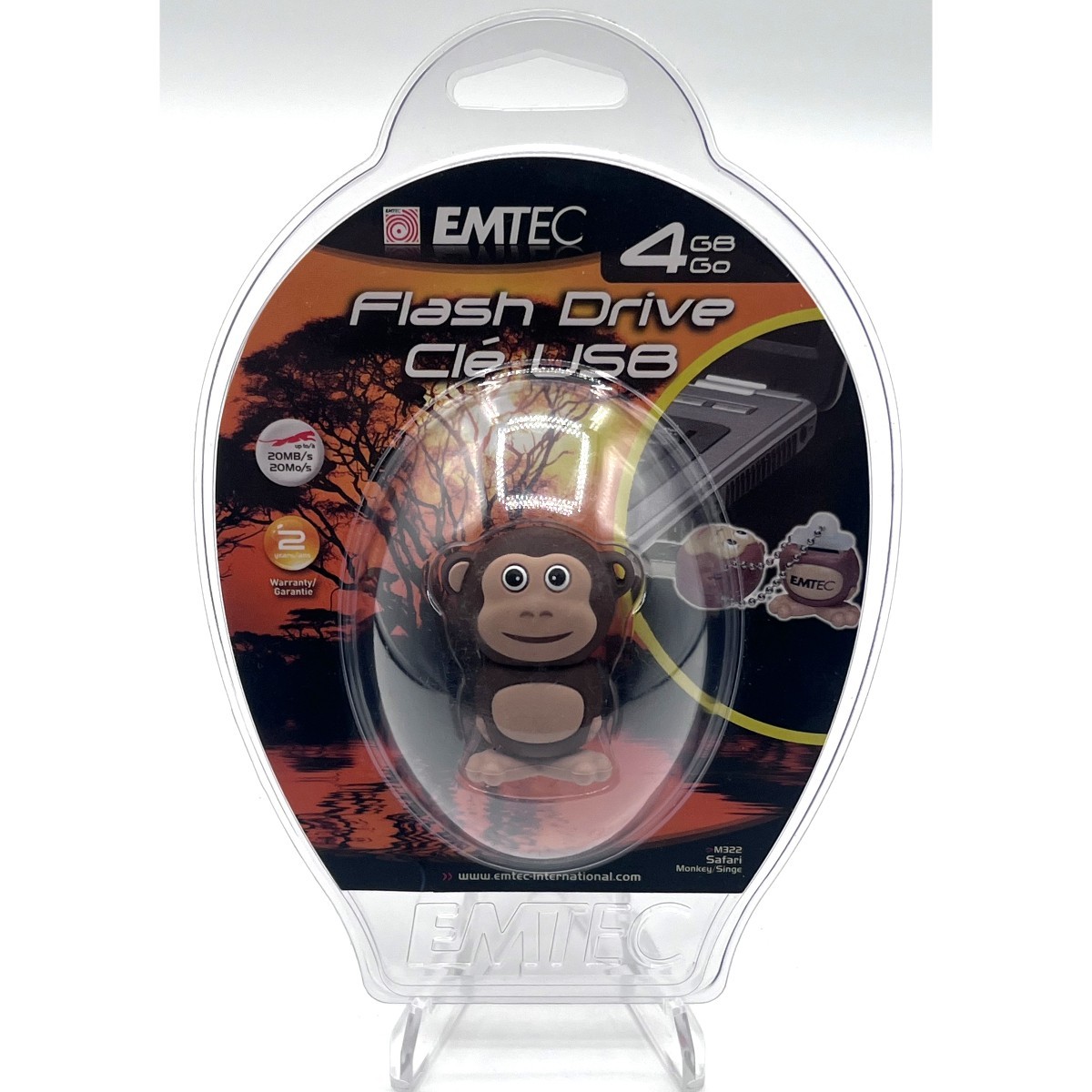 EMTEC 4 GB USB 2.0 FLASH DRIVE M322 SAFARI MONKEY Collectible NEW SEALED