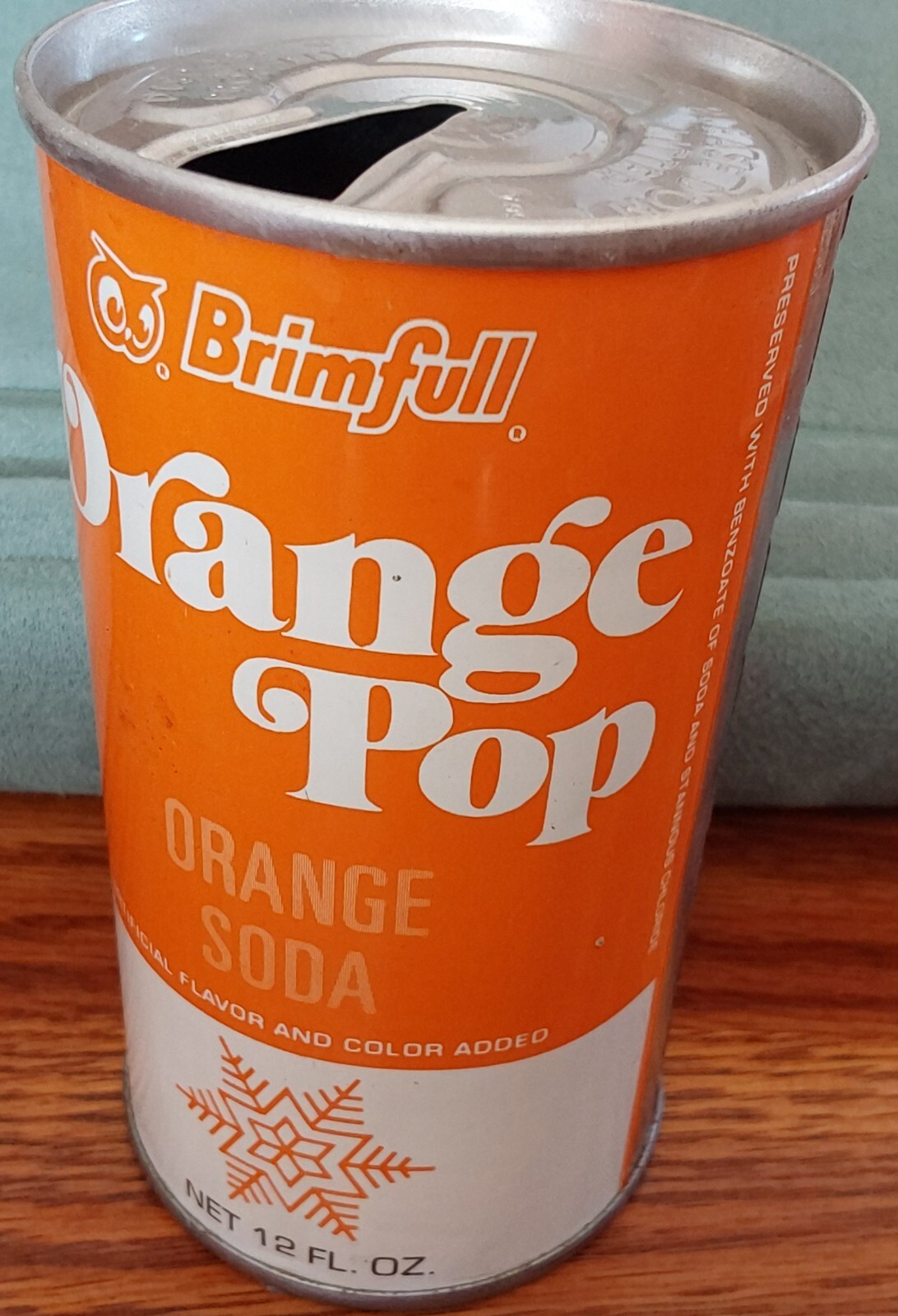 Brimfull ORANGE POP EMPTY Vintage Soda Can
