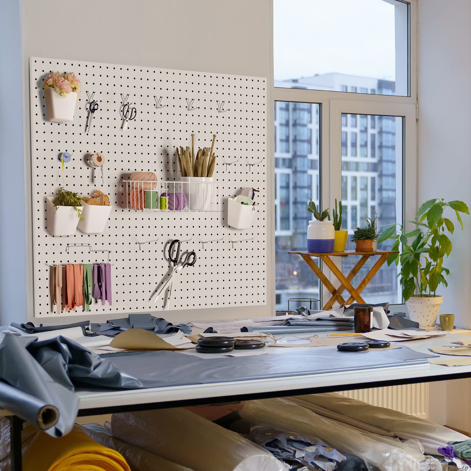 G.CORE Peg Board Organizer 21 Pack, Pegboard Multi-size, White &