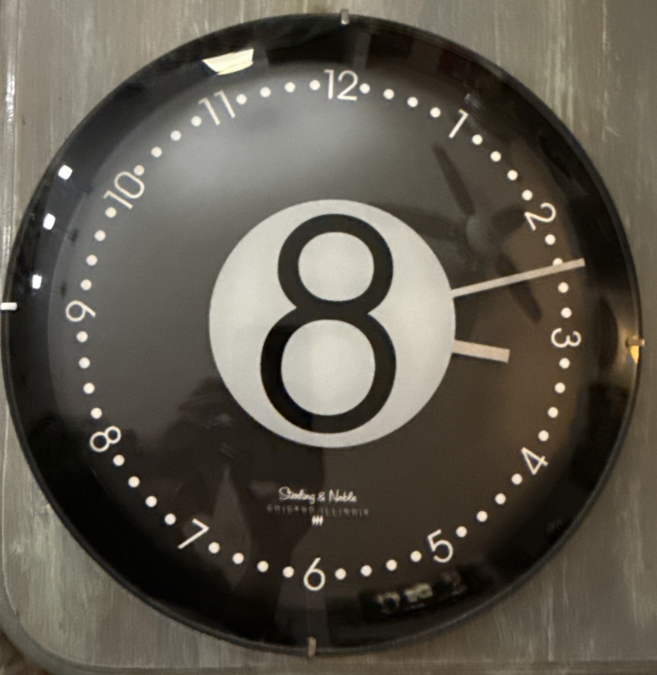Sterling & Noble 8 Ball 10" Wall Clock Billiards Man Cave Game Room Barware