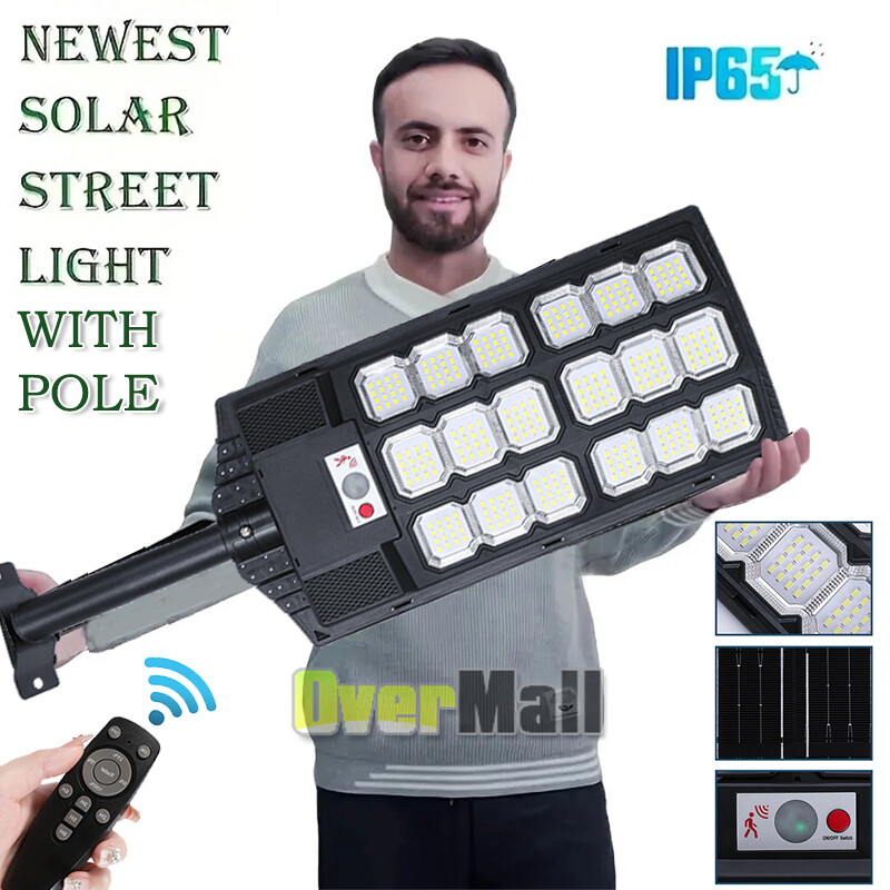 Commercial 99000000LM LED Outdoor Dusk to Dawn Solar Street Light Road Area Lamp