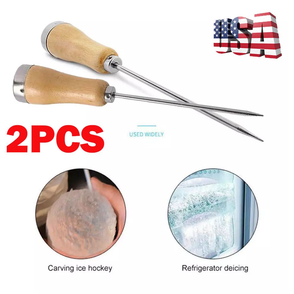 2x Ice Pick Stainless Steel Punch Crusher Icing Breakers Home Supplies Handle US
