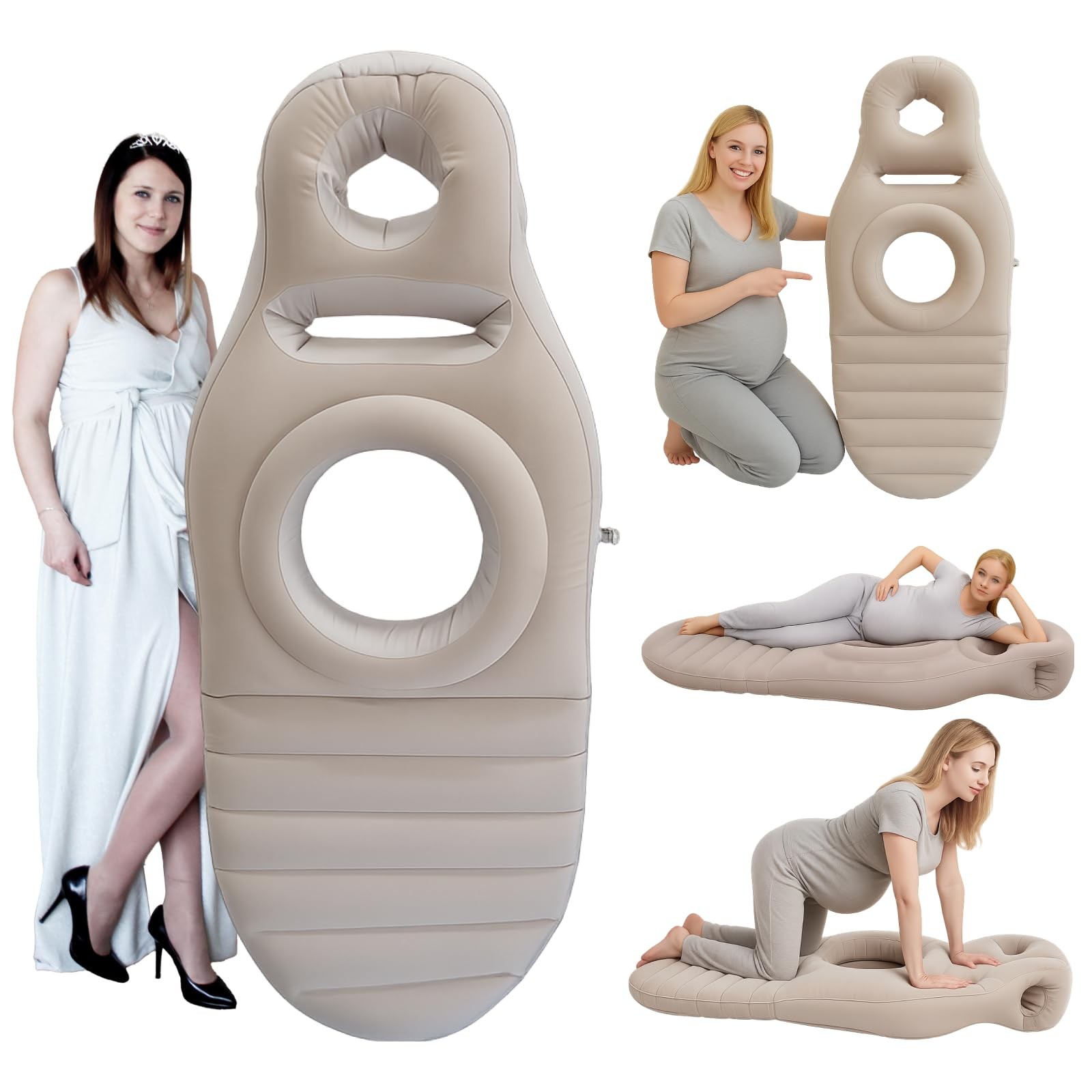 Inflatable Pregnancy Pillow, Belly Mattress Float with Abdominal Hole Full Bo...