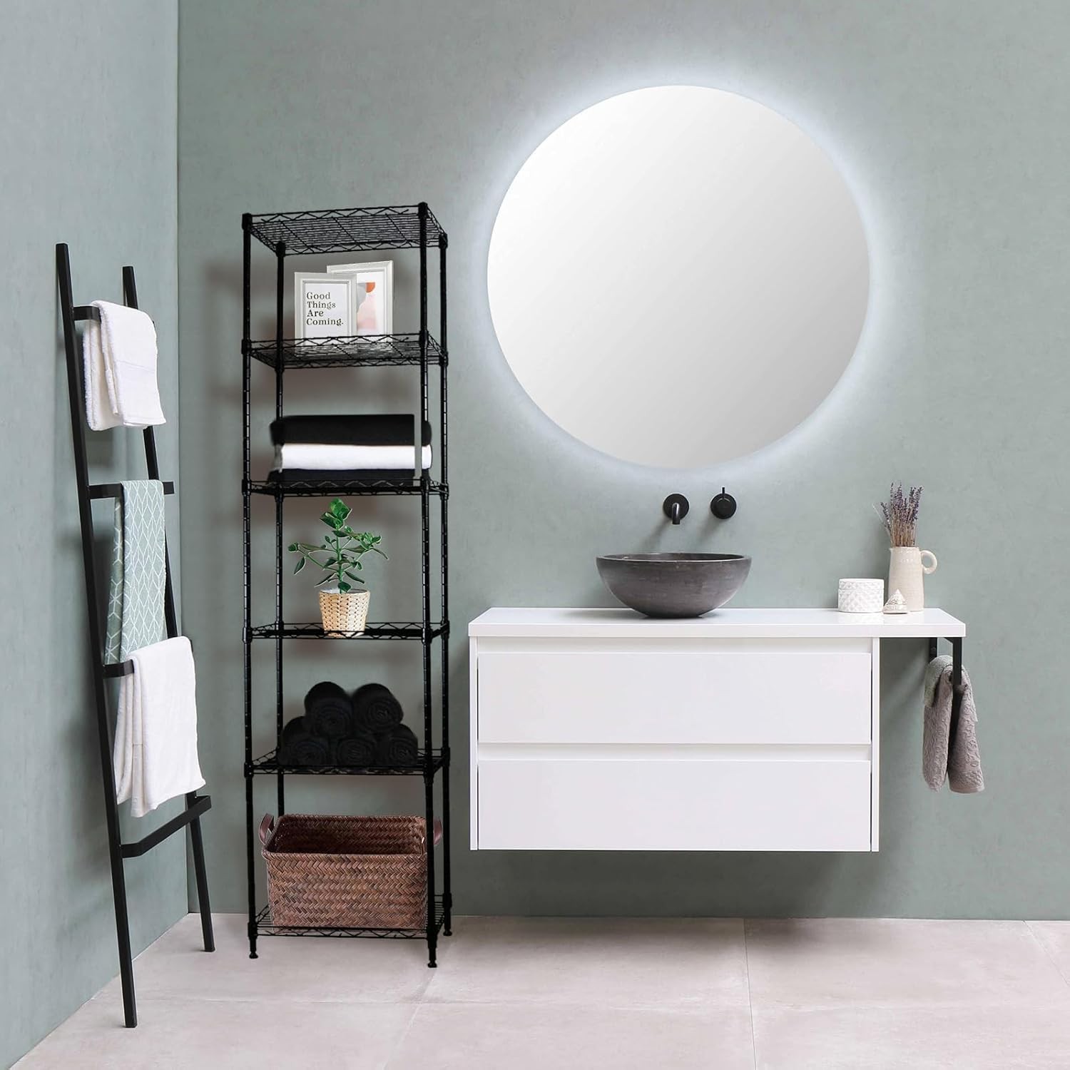 6-Wire Shelving Adjustable Shelves Standing Storage Shelf Laundry Bathroom