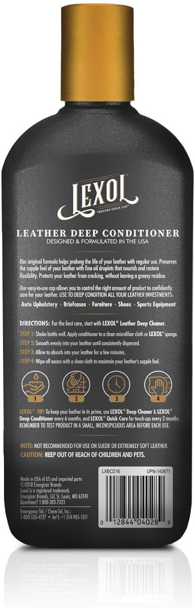 Lexol All Leather Conditioner for Car Seats and Interiors, Couches and Furniture