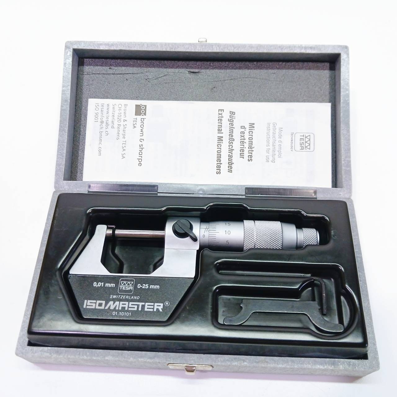 TESA Outside Micrometer 0-25mm 0.01mm Brown ＆ Sharpe Swiss Made From Japan BE090
