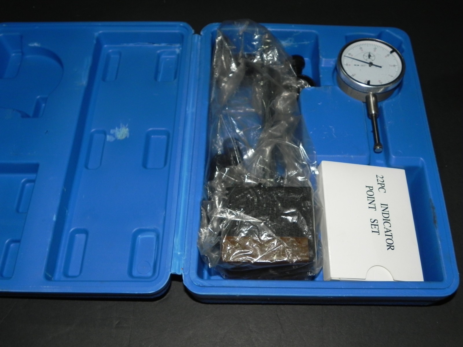 Dial Indicator with Magnetic Base Holder Fine Adjustable Long Arm 0-1" Magnetic