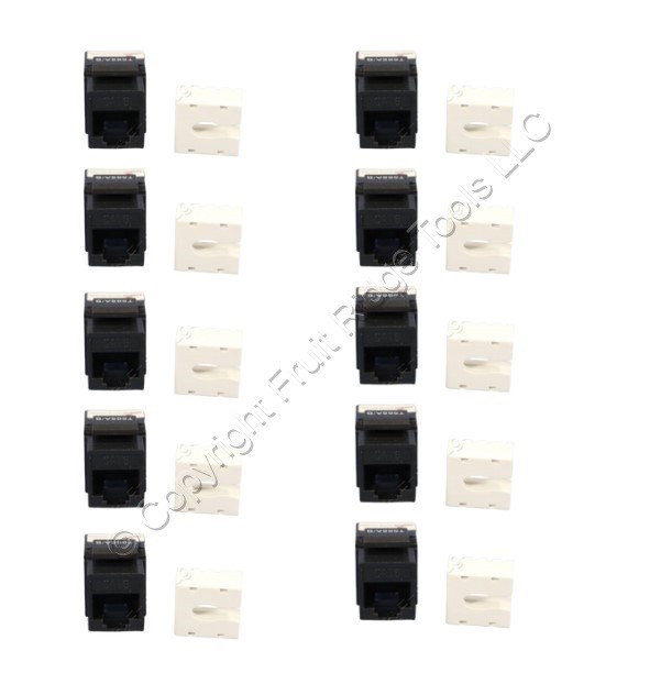 10 Cooper Black Cat 6 Snap-In Modular Data Jacks 110 Style 8-Position RJ45