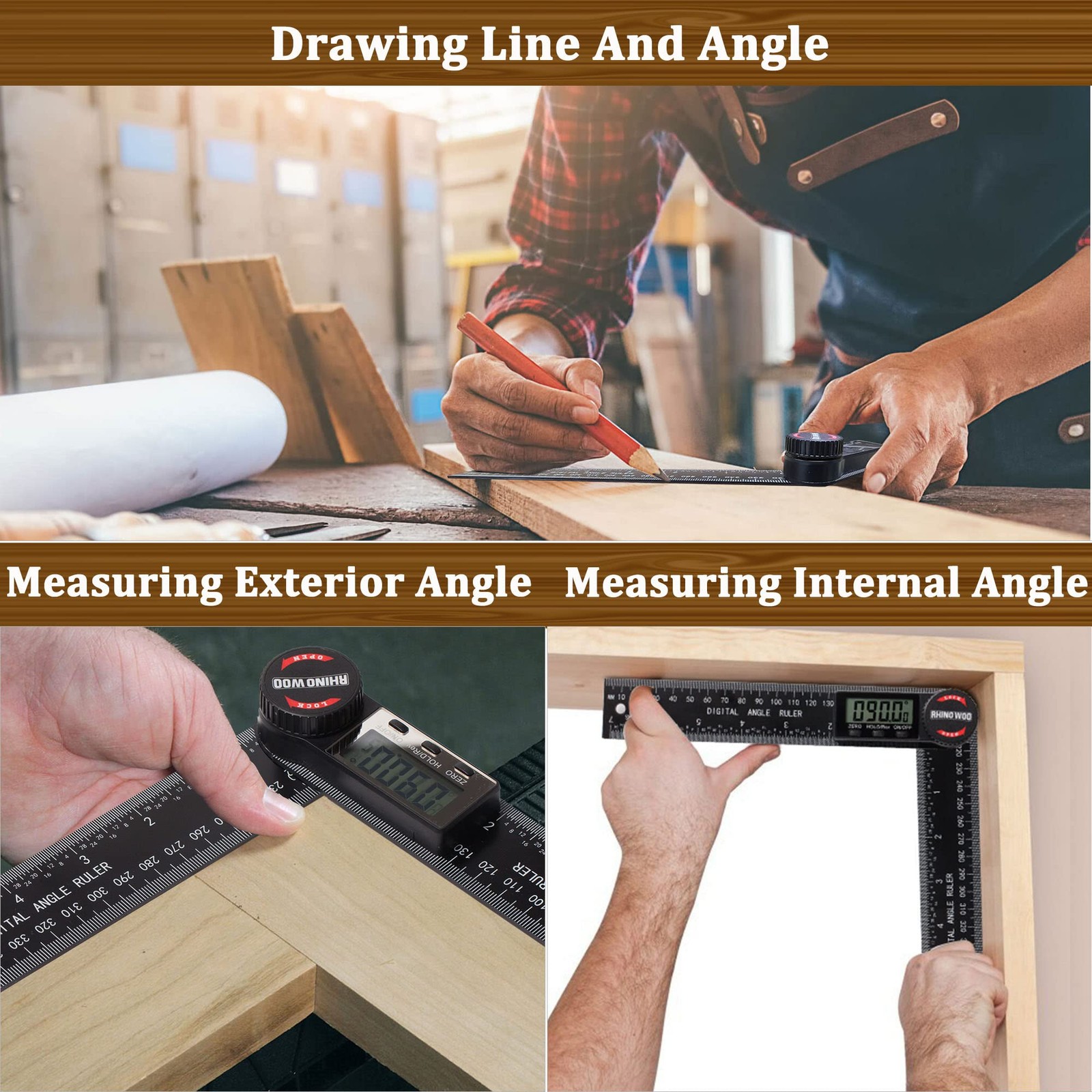 Digital Angle Finder Protractor, Measuring Tool for Black