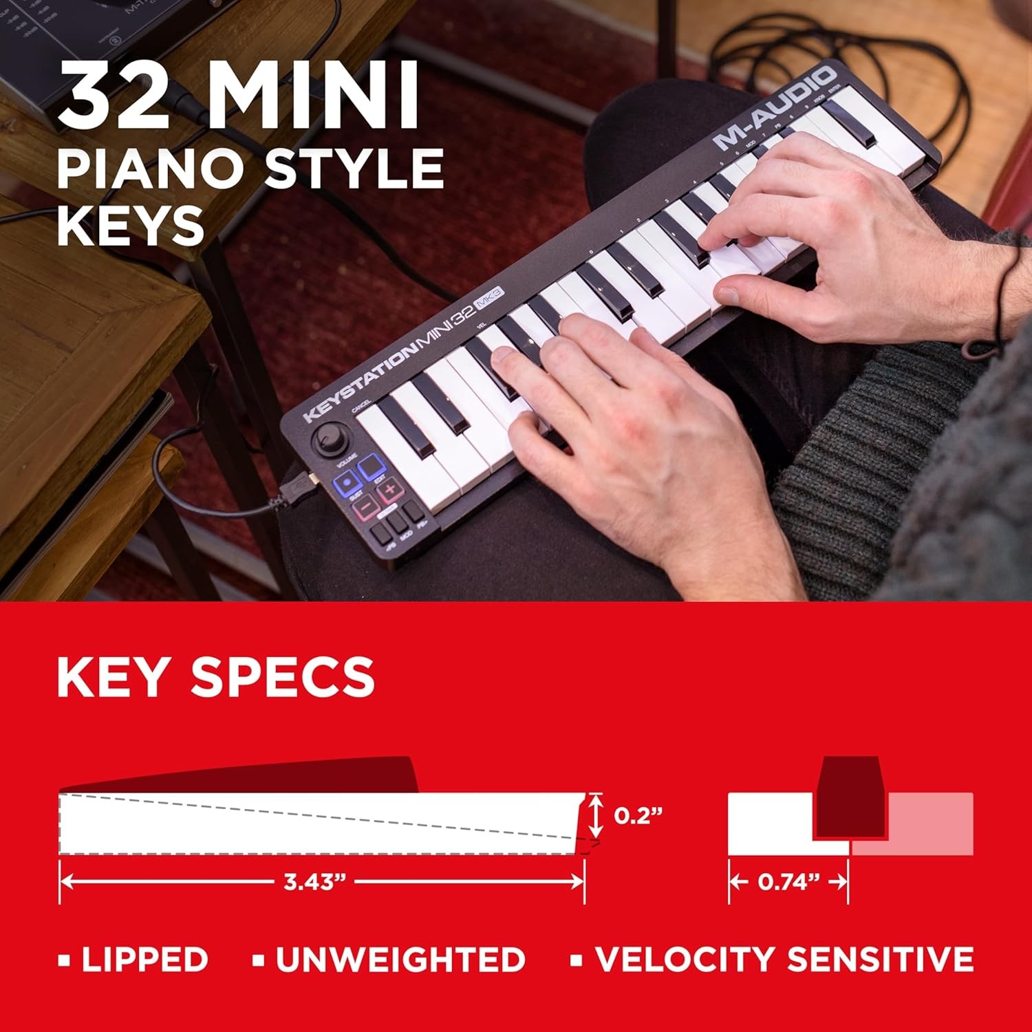M-AUDIO Keystation Mini 32 MK3 – USB MIDI Keyboard Controller w/ Software