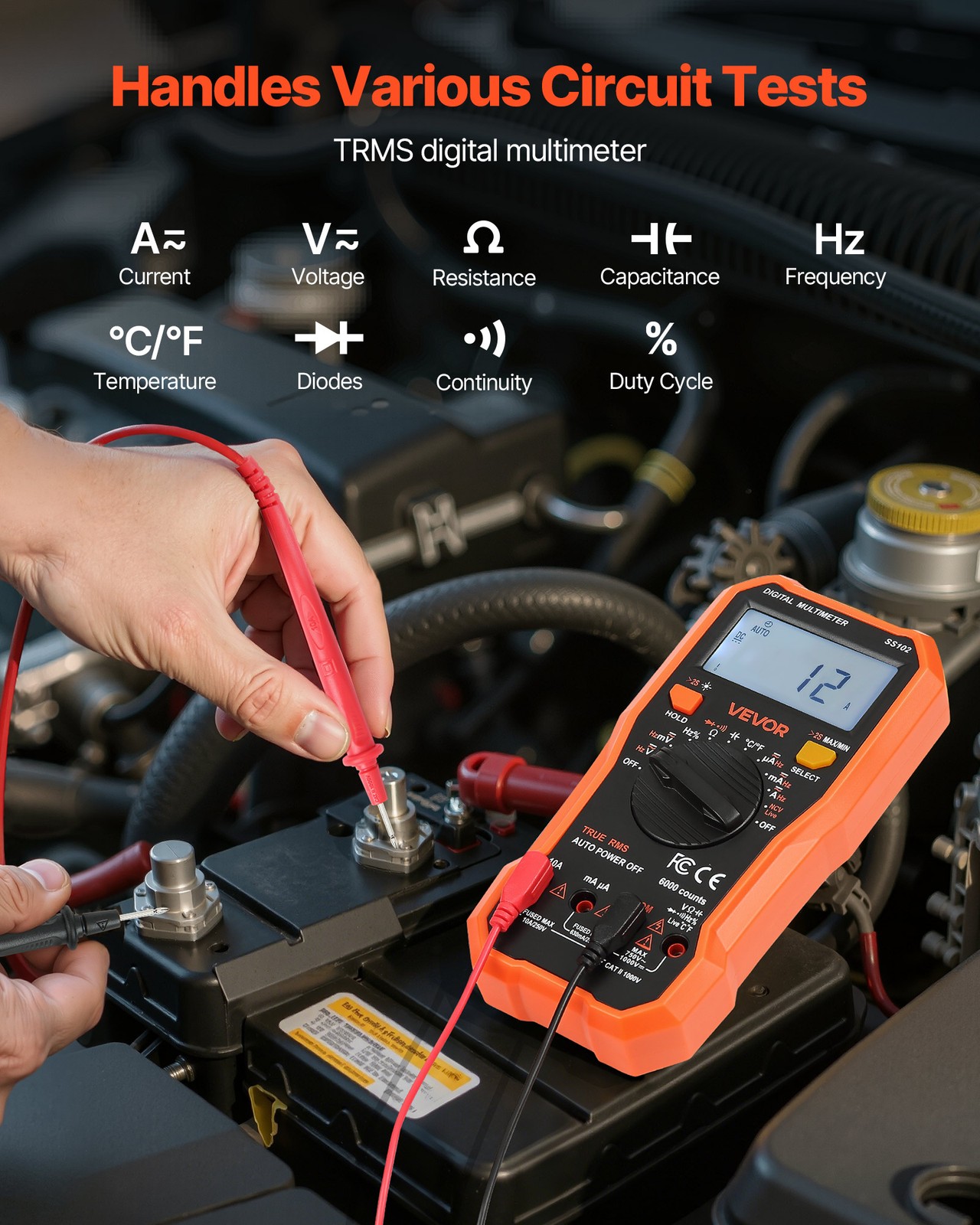 VEVOR Digital Multimeter 6000-Count TRMS Voltmeter Current Tester NCV Multimeter