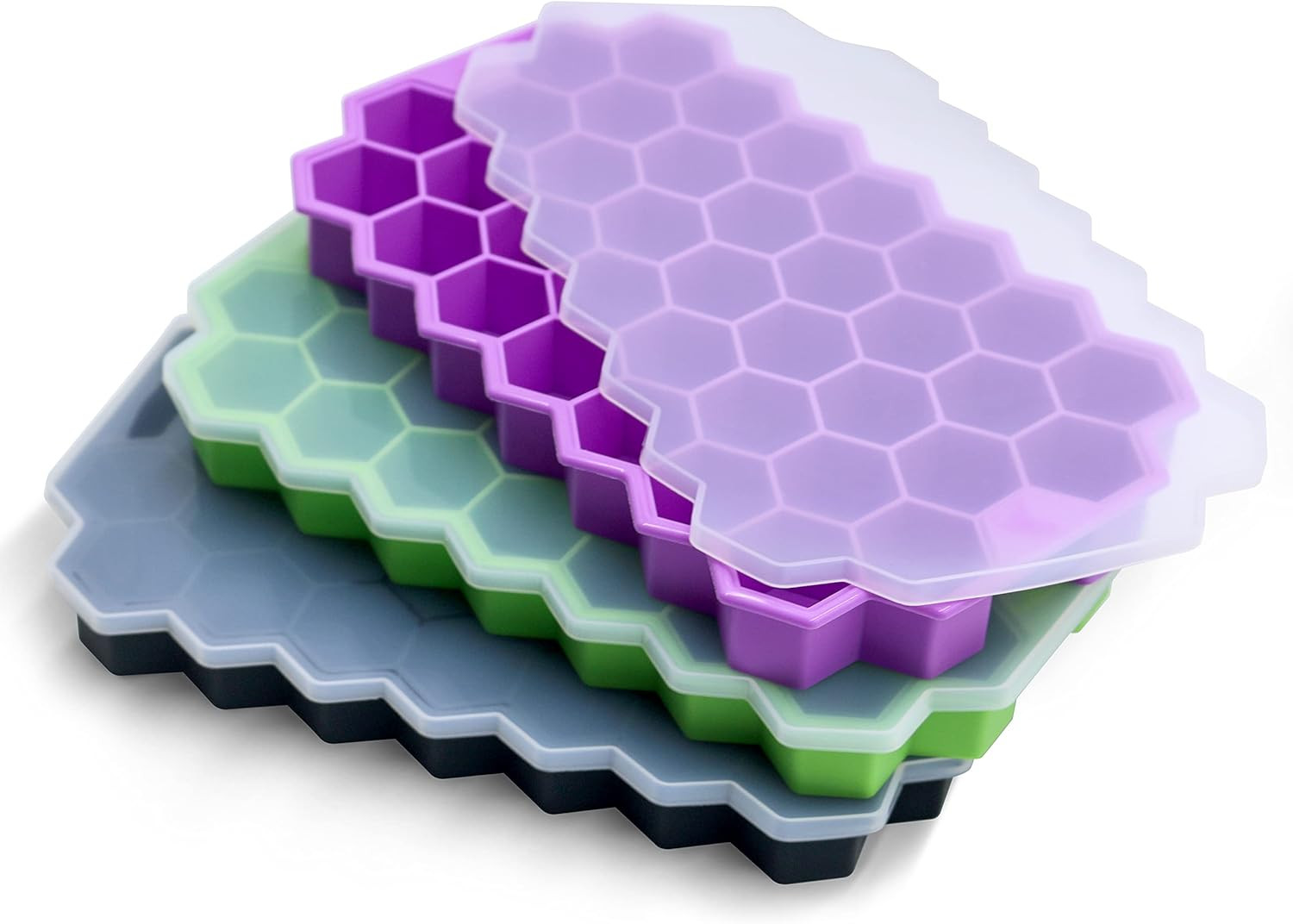 Ice Cube Trays for Freezer with Lid-Silicone Ice Cube Tray with Lid Ice Maker 3