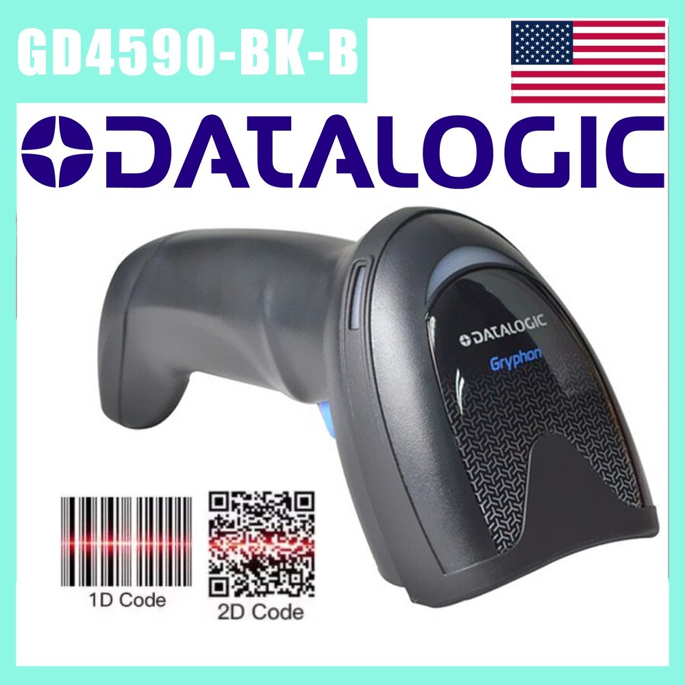 Datalogic GD4590-BK-B USB 2D Gryphon Handheld Barcode Scanner Reader w/ Base USA
