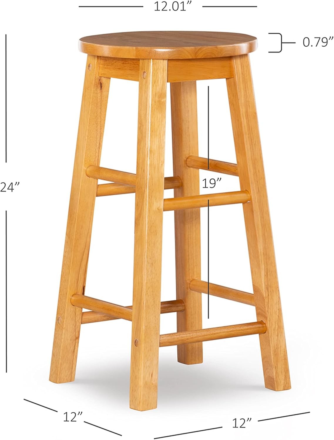 Natural Barstool W/ Round Seat 24-Inch