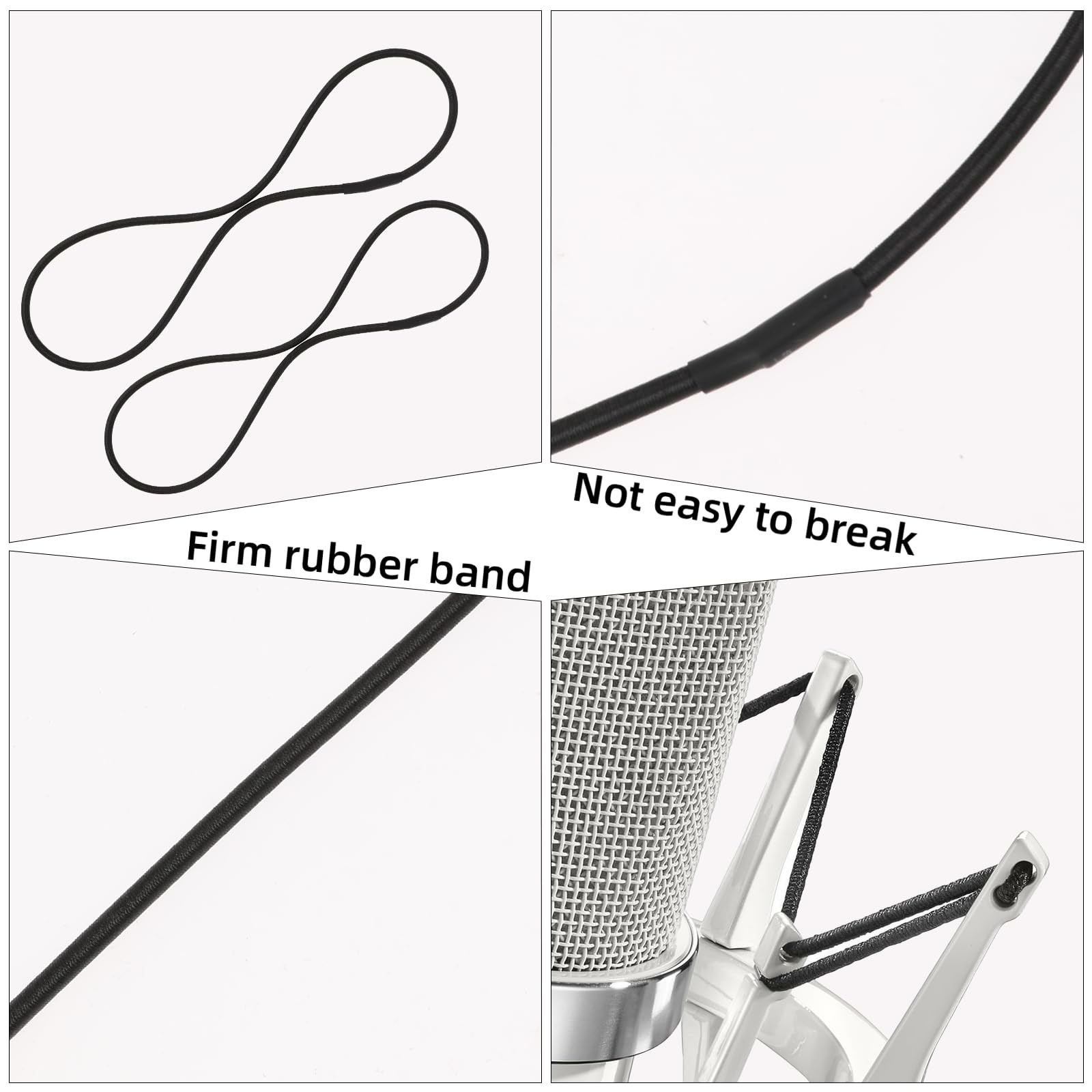 8PCS Microphone Shock Mount Rubber Ring, Black Universal Elastic Bands