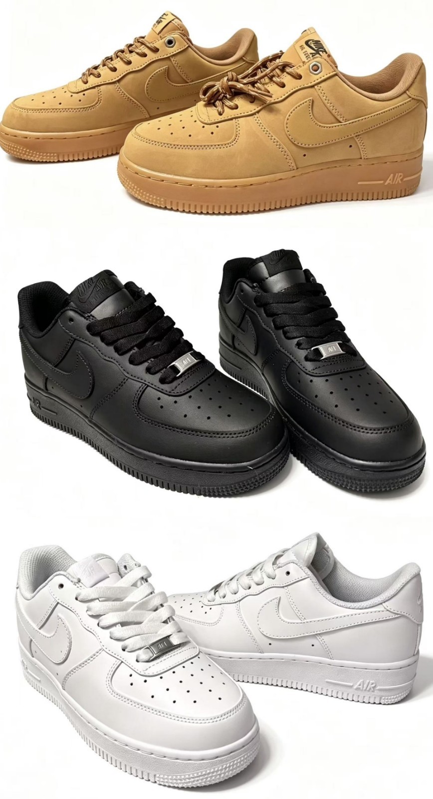 Nike Air Force 1 '07 Low Triple Black/White/Brown Men's Classic Sneakers
