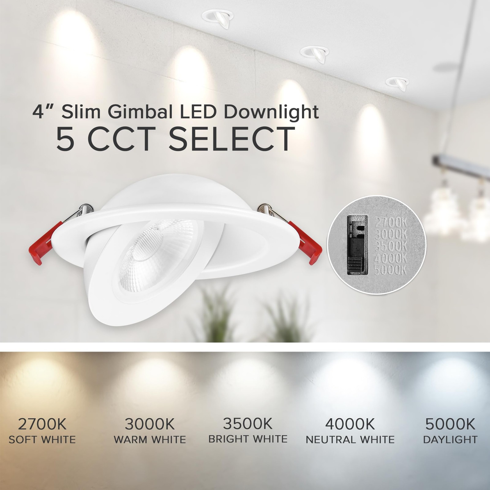 Maxxima 4 in. Rotatable Ultra-Thin Recessed LED Floating Gimbal White