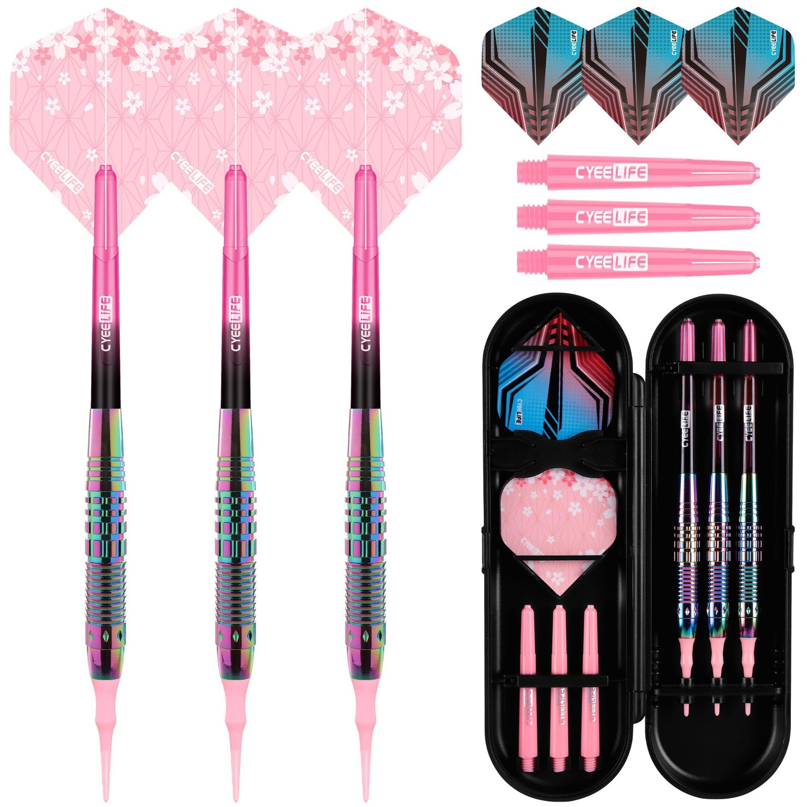 CyeeLife Soft Tip Darts Set - Professional Darts Plastic Tip Sets with Brass ...
