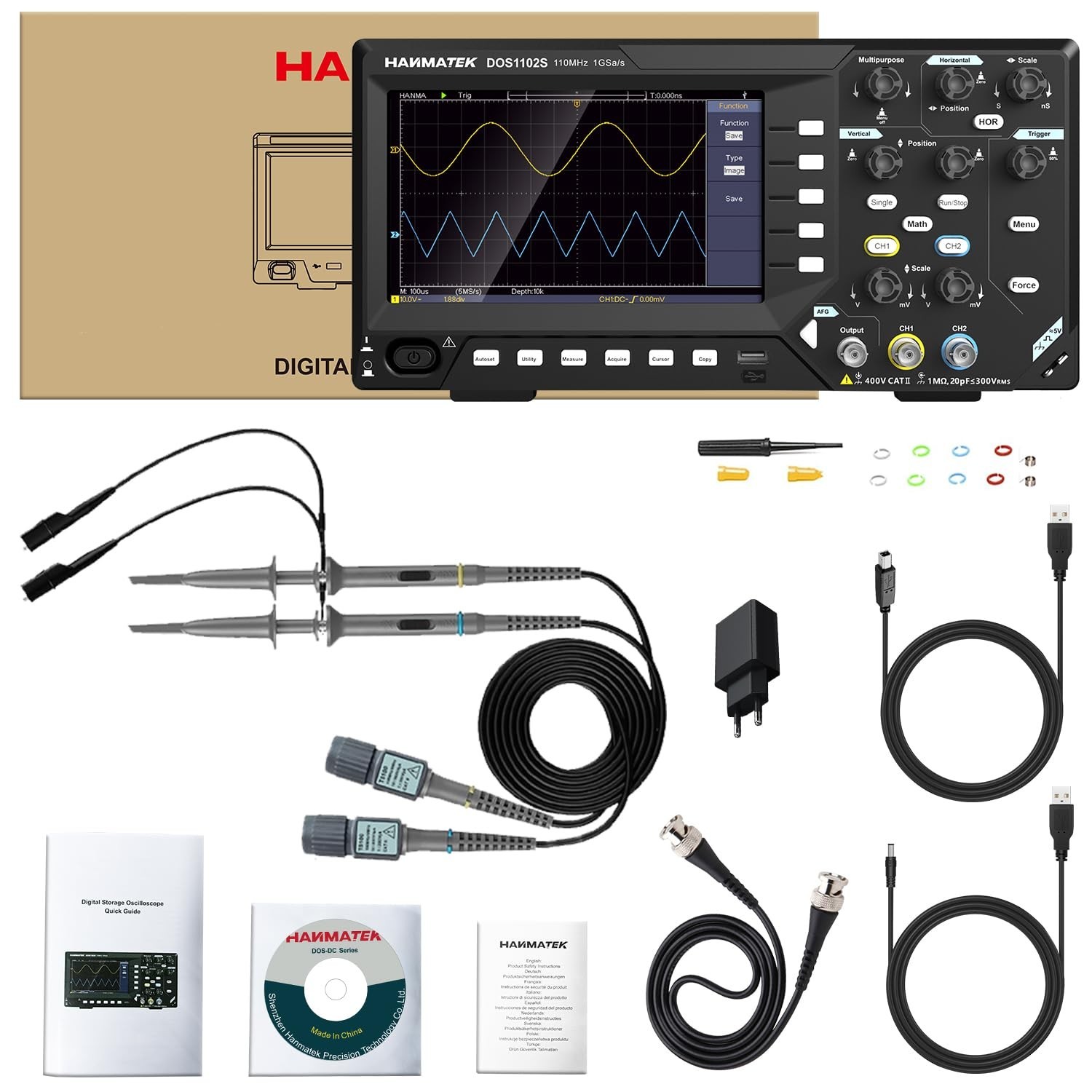 HANMATEK 2 in1 Digital Storage Oscilloscope with Built-in Waveform Generator,...