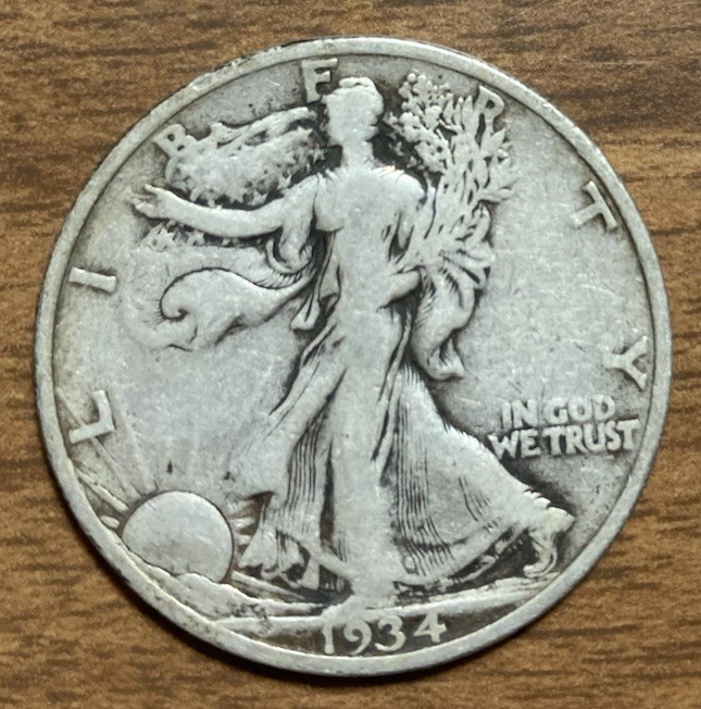 1934 S Walking Liberty San Francisco Mint Higher Grade Silver Half Dollar