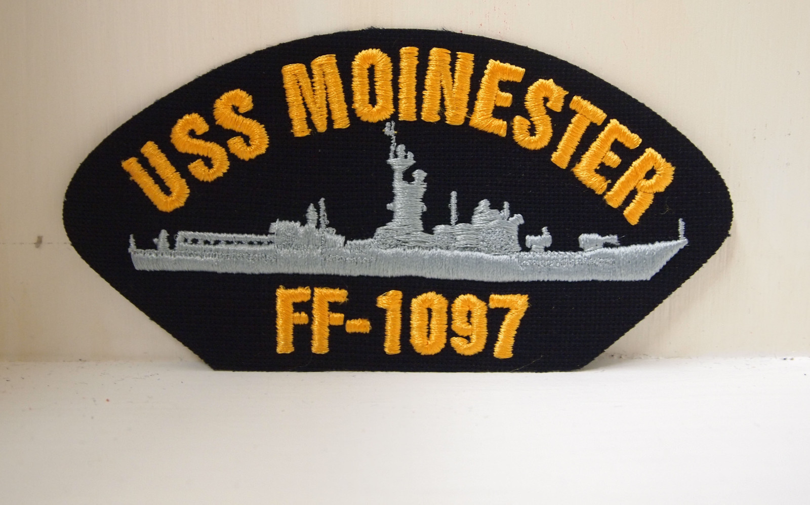2 US NAVY USS MOINESTER FF-1097 PATCHES SHIP BOAT