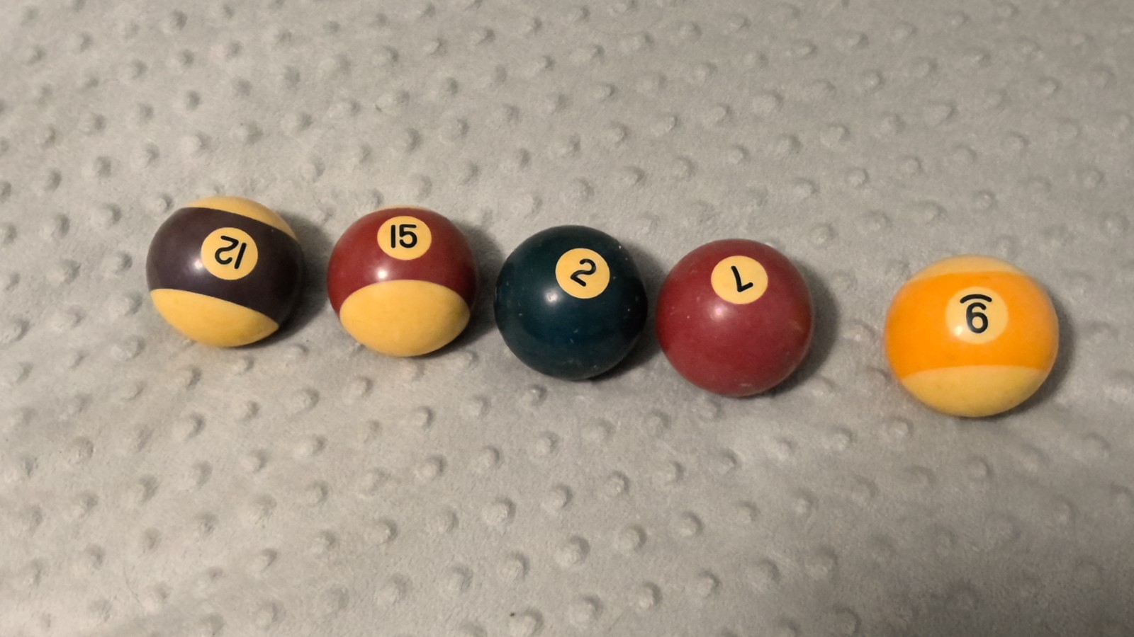 5 replacement Billiard Pool Balls Standard. Used. FREE SHIPPING