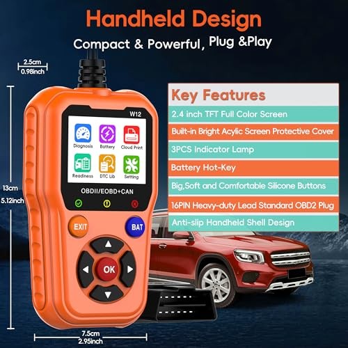 FISONA W12 OBD2 Code Reader Car Scanner Turn Engine Light Off Diagnostic Tool