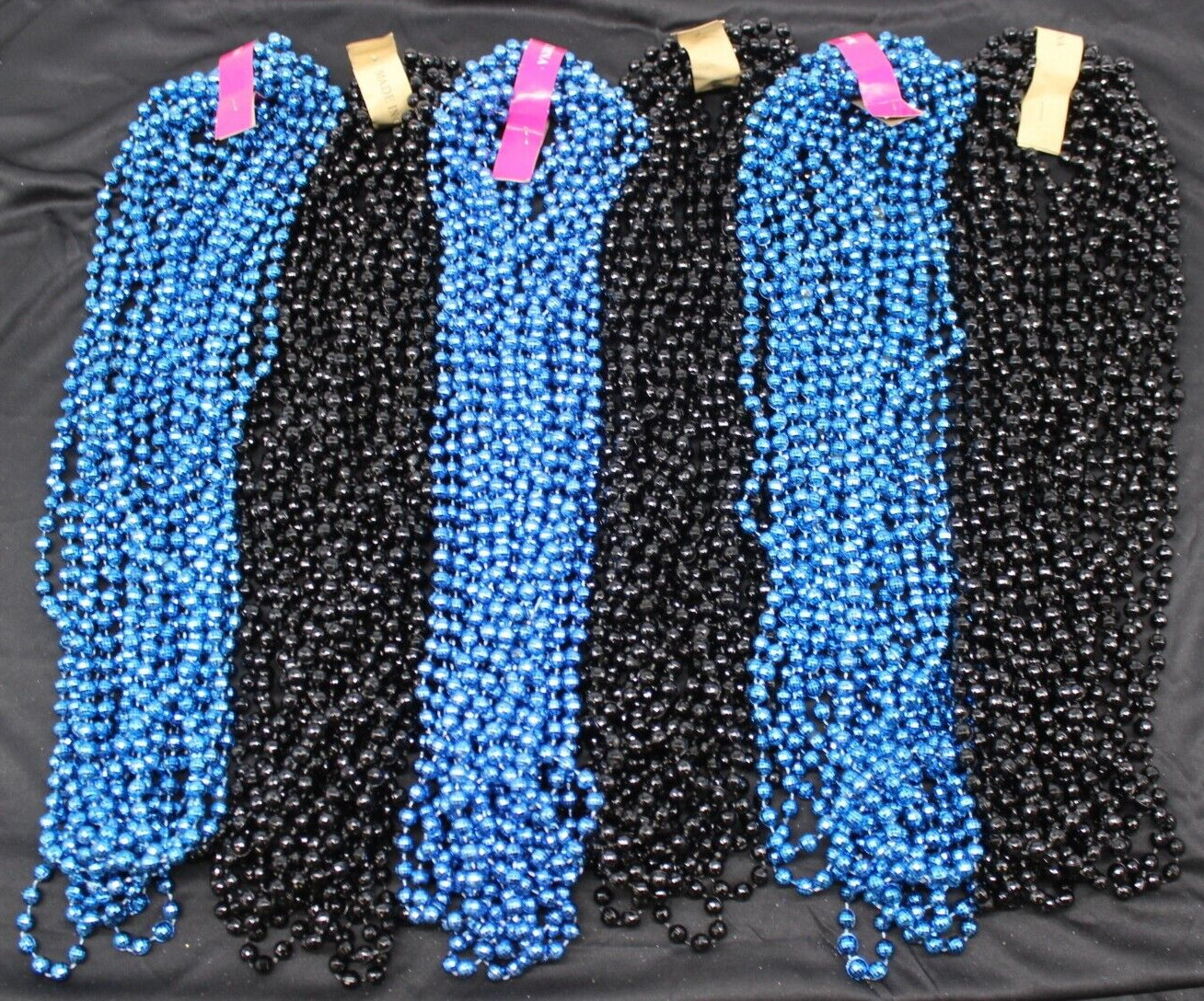Mardi Gras Beads 6 Dz Royal Blue And Black Disco Throw Bead Necklaces 72 Strands