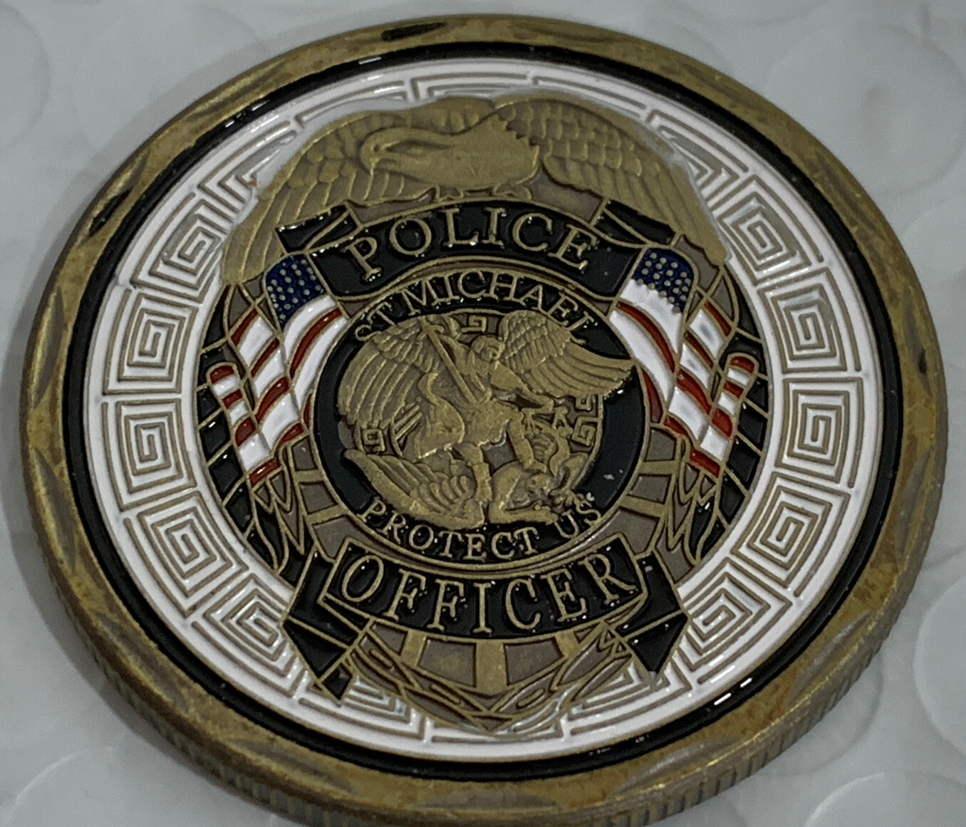* Police Officer Saint Michael Patron Saint of Law Enforcement Challenge Coin