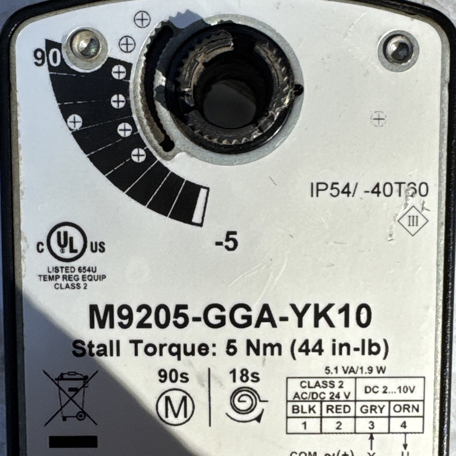 Johnson Controls Damper Actuator M9205-GGA-YK10