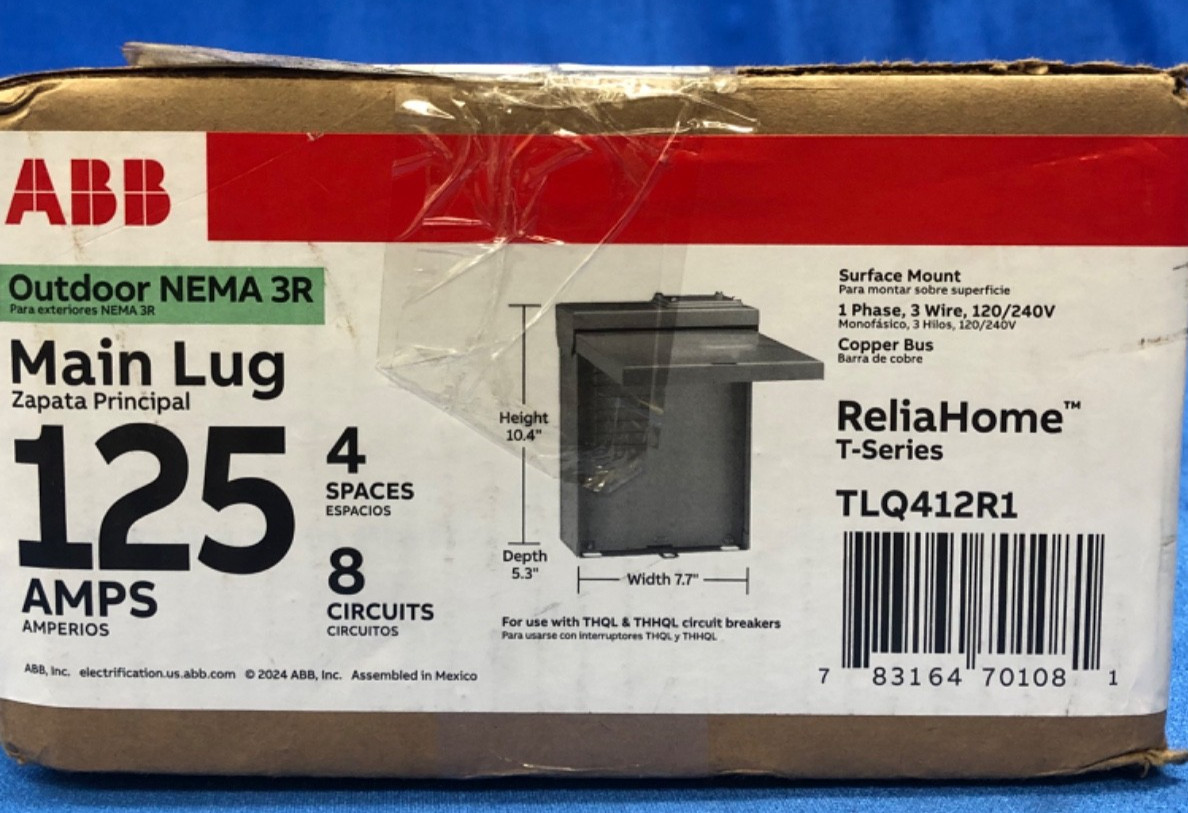 ABB 125A Main Lug Load Center TPLQ412C - Indoor NEMA 1 - New Open Box