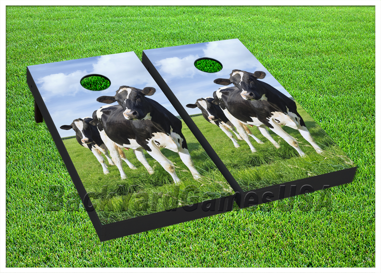 Cow CORNHOLE BEANBAG TOSS GAME w Bags Game Boards Farming Farm Cow Animal 759
