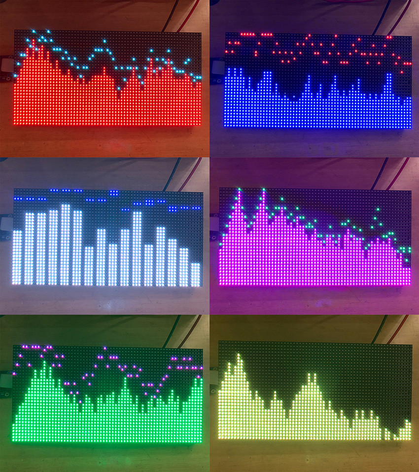 AS3264 full color RGB music spectrum display screen finished 50 mode 32*16CM