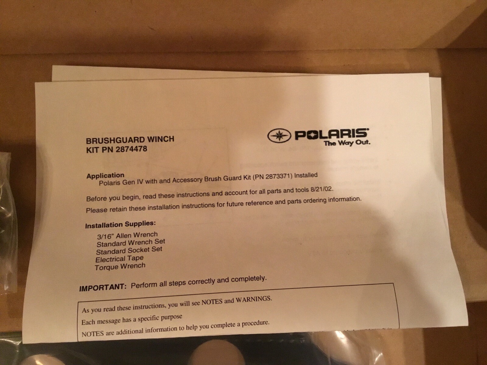 Polaris Oem Warn Winch Mount Kit 2873671