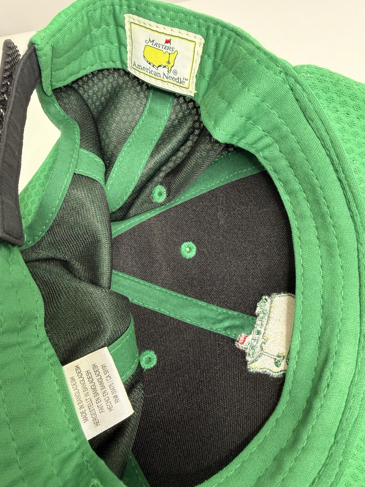 American Needle Masters Green Adjustable Mesh Polyester Golf Hat Embroidered