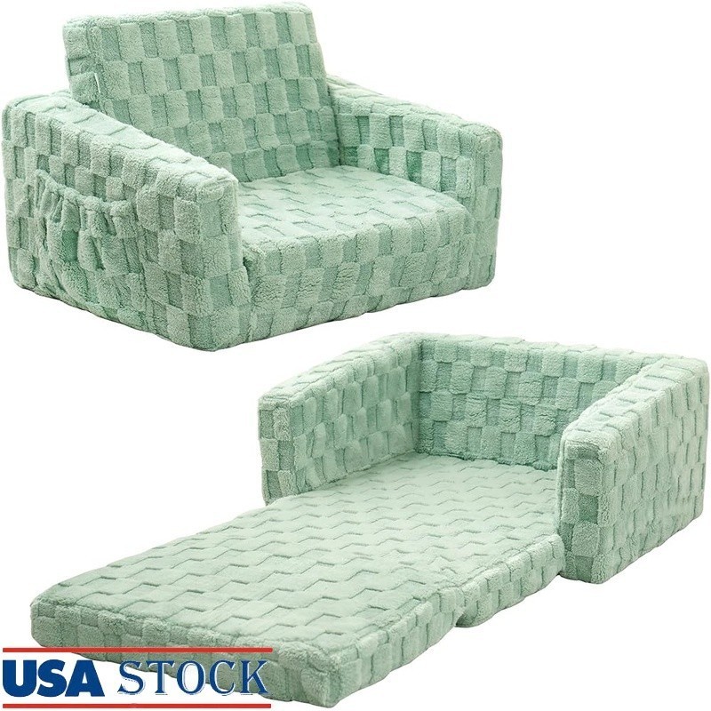 2in1 Kids Soft Couch Fold Out Lounge Casual Chair Washable Cover Safe Durable US