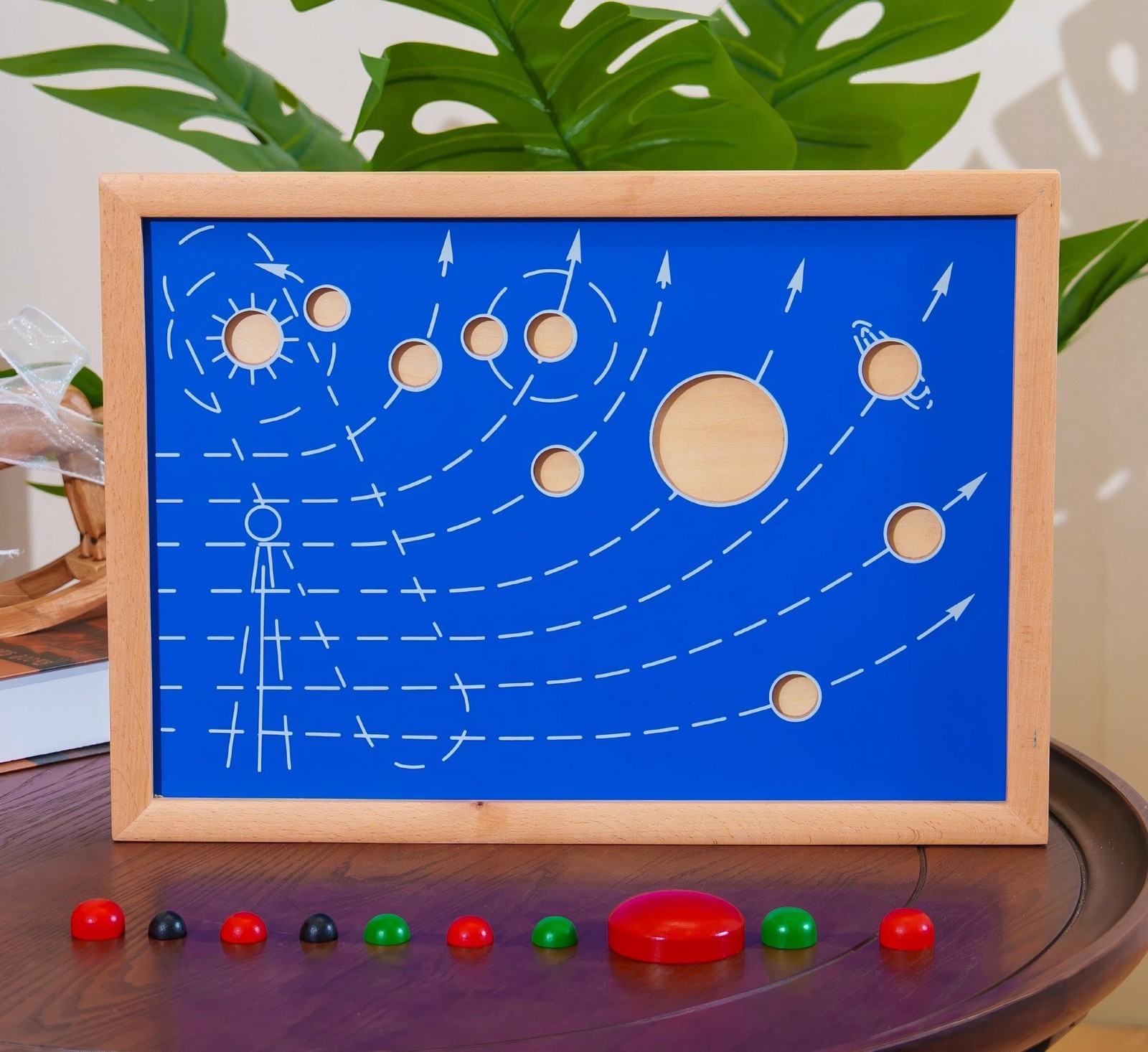 Premium Montessori Astral Map 17in(43cm) Beechwood– 9 Planets Wooden Puzzle, ...