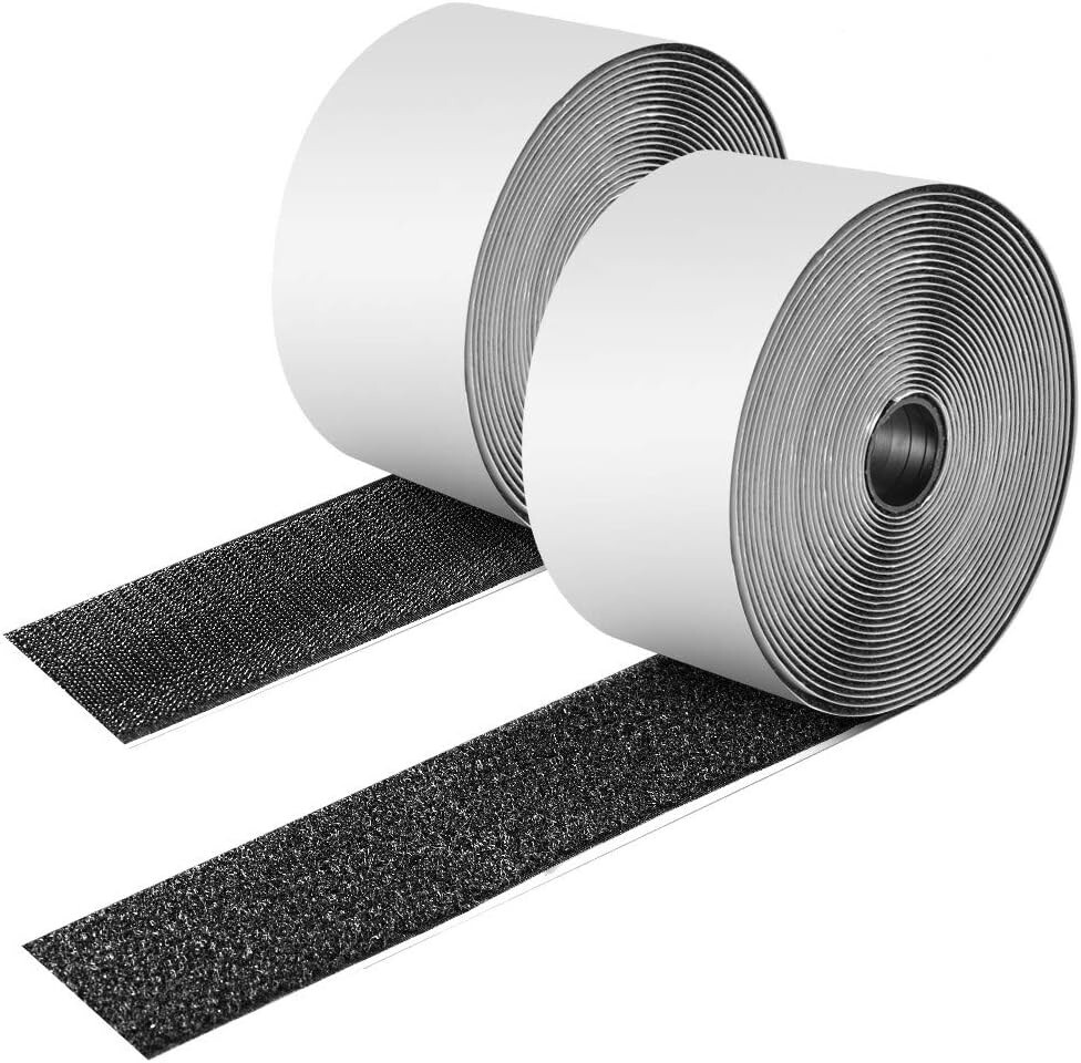 2x 26 Feet Sticky-Back Loop Roll 2 Inch Black Self Adhesive (Loop side only)